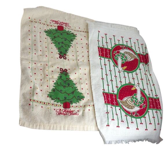 Vintage Towel Art Jay Franco Christmas Kitchen Towels Set of 2 New - Picture 6 of 8
